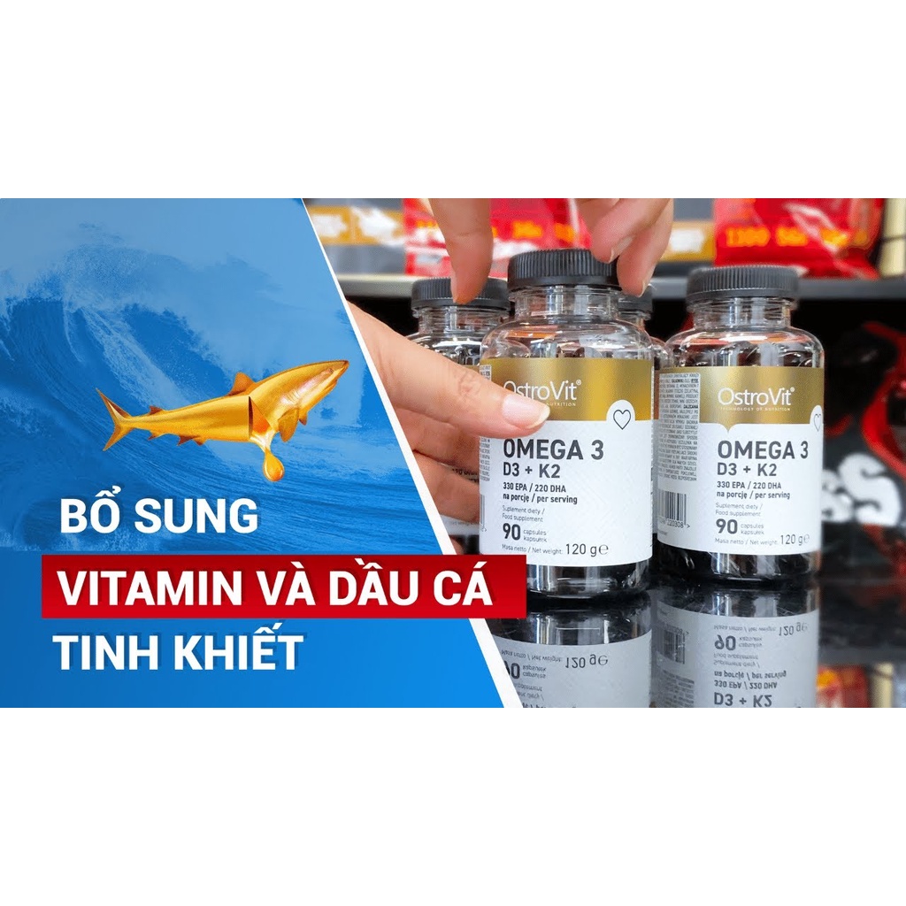Viên Dầu Cá 3 Trong 1 Tốt Cho Tim Mạch, Não, Thị Lực, Xương Khớp - Ostrovit Omega-3 D3+K2