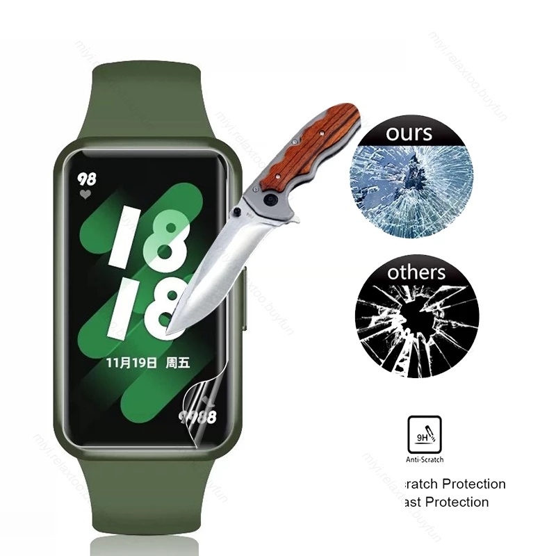 Miếng Dán Màn Hình Cong 9D Bằng TPU Hydrogel Chống Trầy Cho Đồng Hồ Thông Minh Huawei Band 7