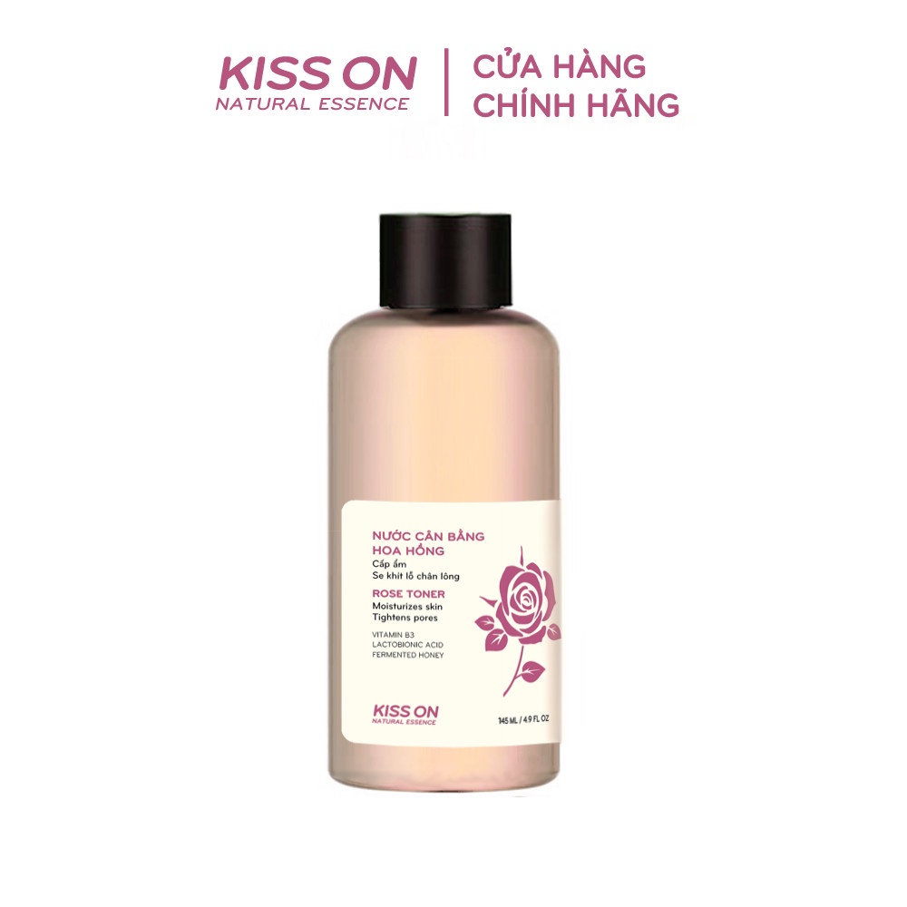 Nước cân bằng hoa hồng KISS ON 145ml lm mềm sâu cho da và dịu, dưỡng ẩm chuyên sâu và se khít lỗ chân lông