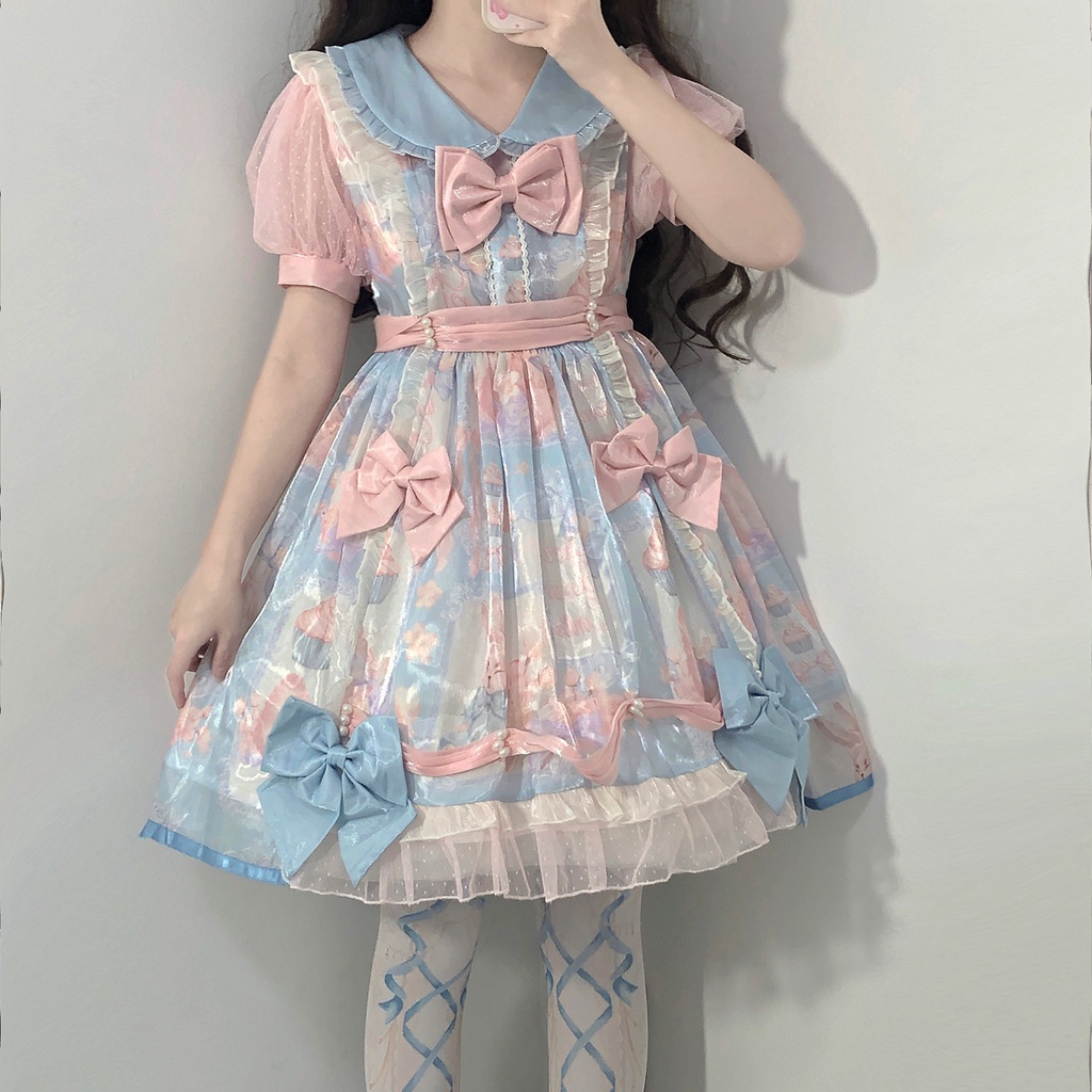 Váy Lolita búp bê ngọt ngào dễ thương  ngắn tay  mùa hè