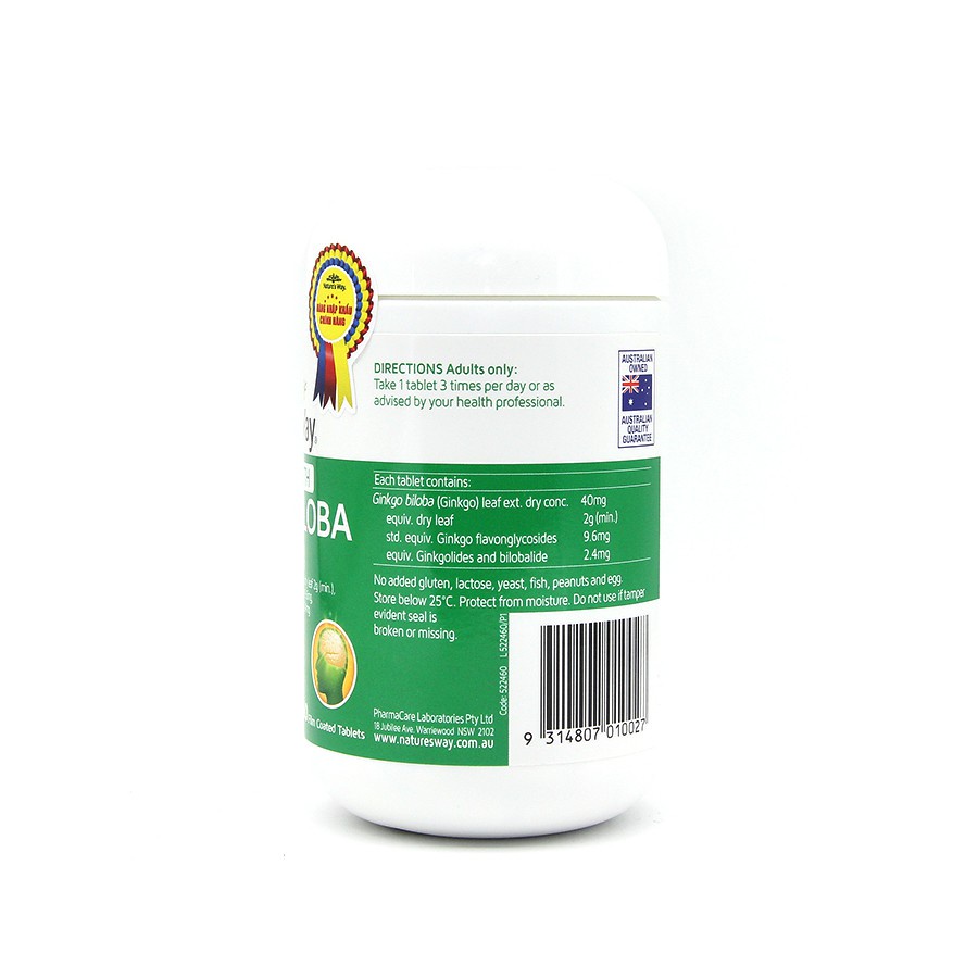 Viên Uống Tuần Hoàn Não Nature's Way High Strength Ginkgo Biloba Tăng Cường Trí Nhớ 2000mg - Hộp 120 viên
