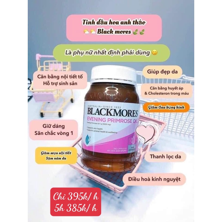 Viên Uống Tinh Dầu Hoa Anh Thảo Blackmores Evening Primrose Oil 190 Viên của Úc