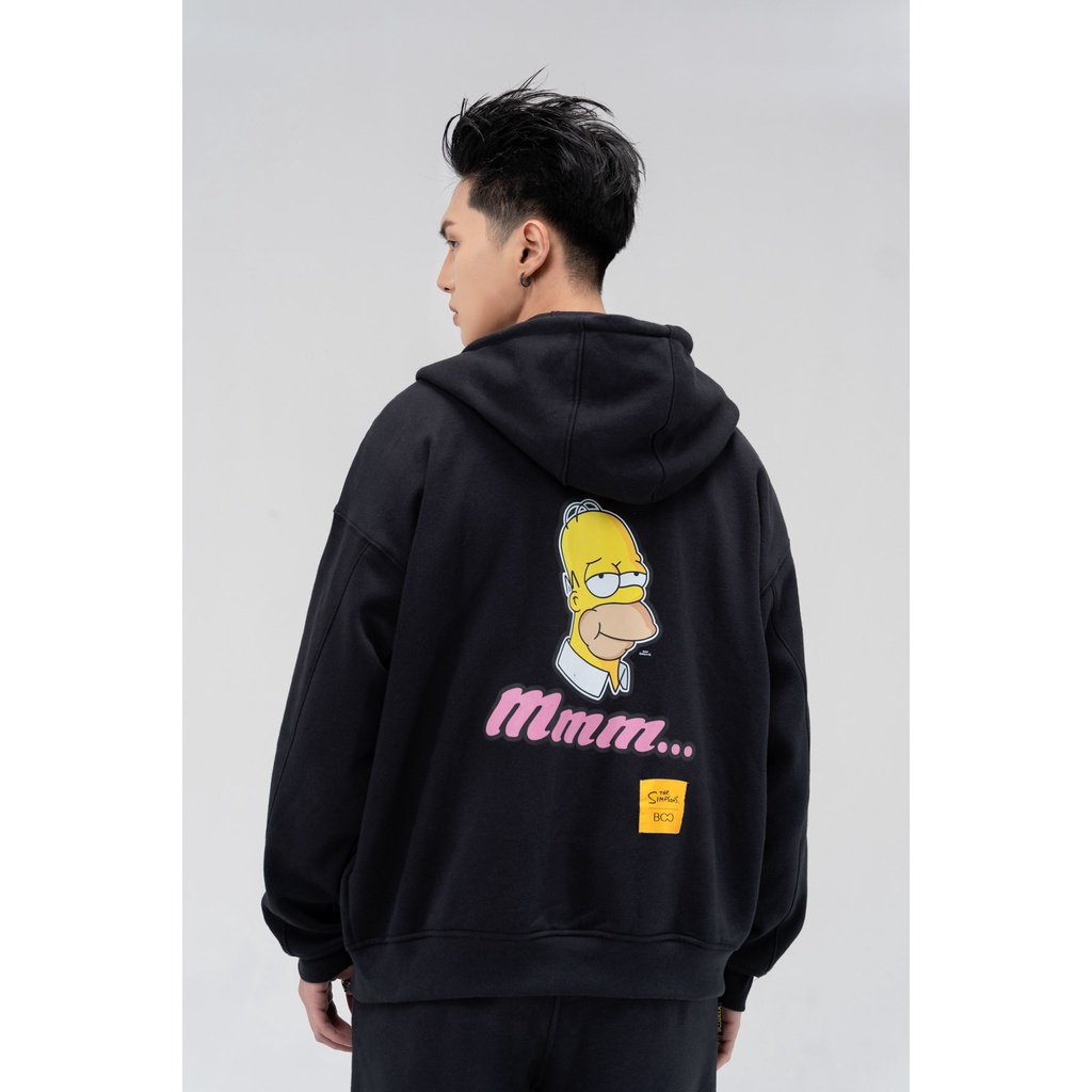 Áo Khoác Nỉ Hoodzip Unisex BOO Dáng Rộng In logo Duh-nut The Simpsons BZL