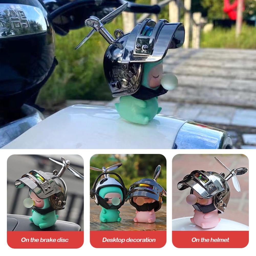 Rồng Con Cánh Quạt Gió Hình Chú Vịt Đội Nón Bảo Hiểm Dễ Thương Cho Xe Mô Tô F6K6