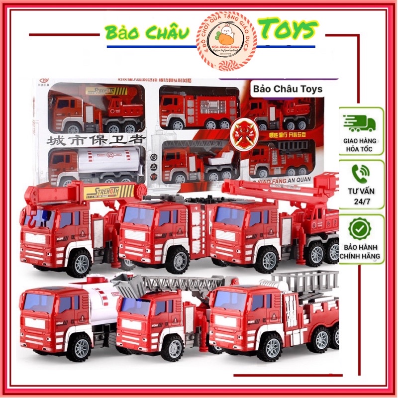 (HỎA TỐC ) Đồ chơi xe ôtô xe mô hình SET 6 xe cứu hỏa/môi trường/quân sự/cảnh sát/khủng long quà tặng bé trai giáng sinh