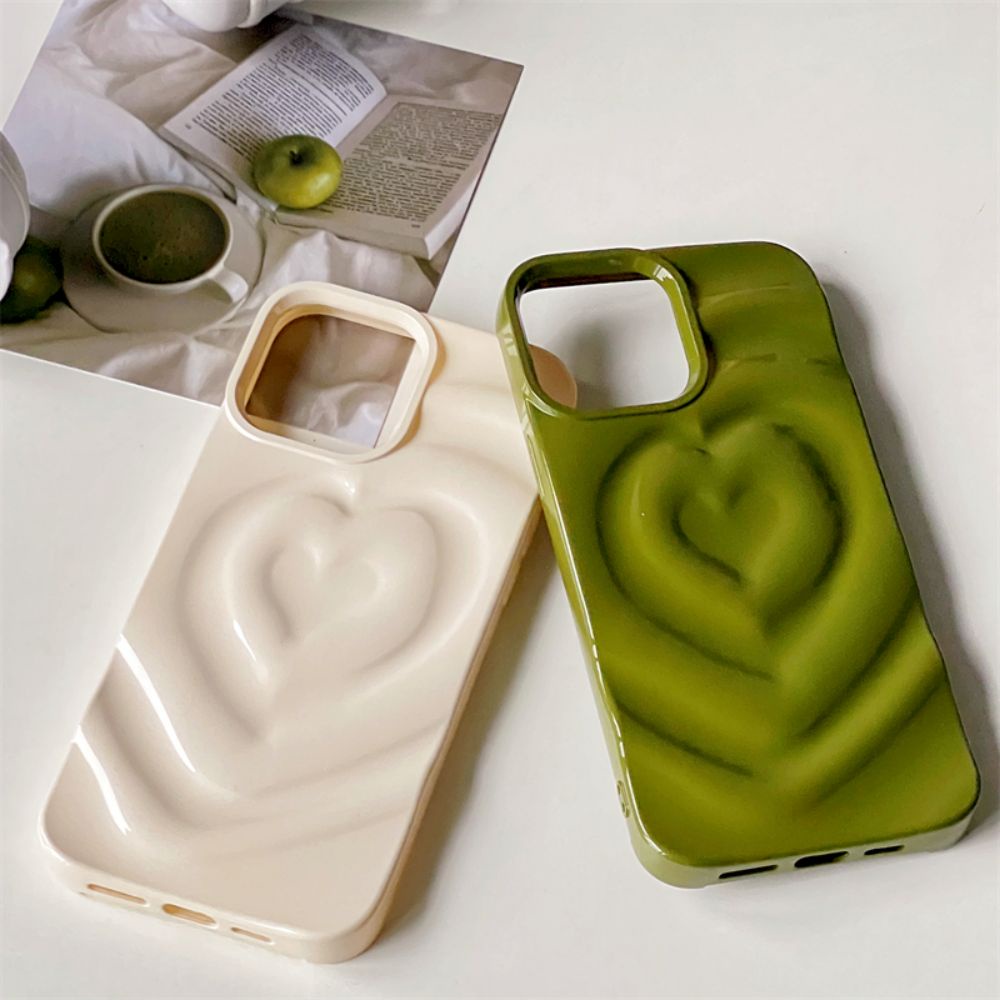 Ốp Điện Thoại IMD Mềm Chống Sốc Màu Trơn Họa Tiết Trái Tim Cho IPhone 11 12 13 14 Pro Max
