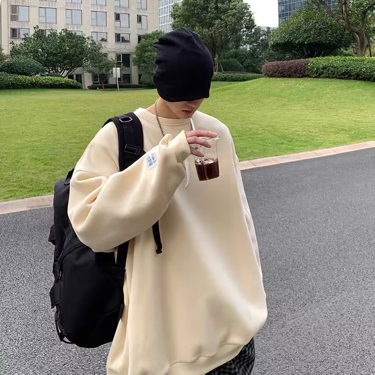 Áo sweater Tay Dài Cổ Tròn In Chữ Phong Cách hip hop Đường Phố Hàn Quốc Cho Nam Và Nữ Cỡ Lớn M-5XL