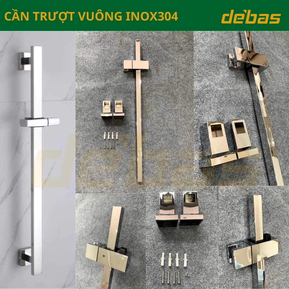 Thanh trượt tay sen điều chỉnh vòi hoa sen tắm inox 304 lên xuống cao cấp cần trượt tay sen tròn sen vuông Debas