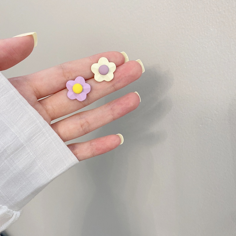 Khuyên tai kẹp không bấm lỗ chốt cố định K186 bằng hợp kim phủ màu hình bông hoa dáng ngắn Leous