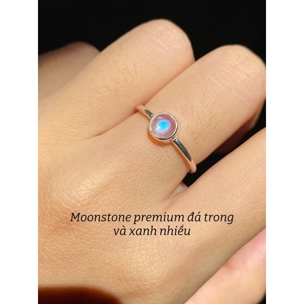 Nhẫn bạc round đá ánh trăng