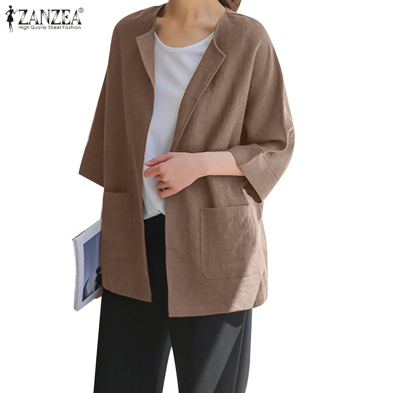 Áo khoác ZANZEA tay lỡ 3/ 4 phong cách cổ điển thanh lịch dành cho nữ
