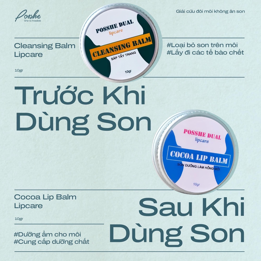 Posshe Sáp Tẩy Trang Môi Hoặc Son Dưỡng Hồng Môi Dual Lip Care