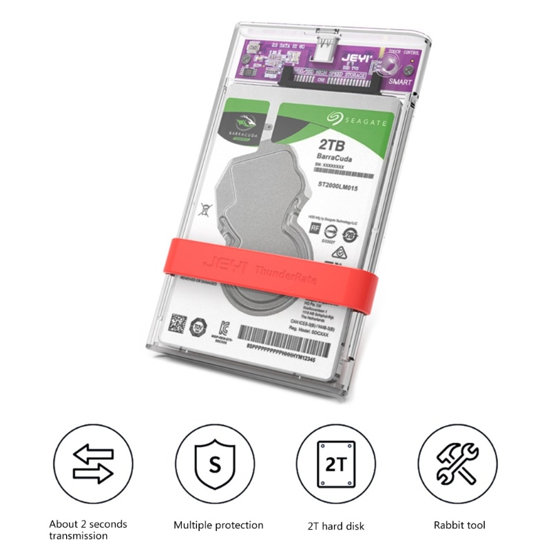Hộp Đựng Ổ Cứng HDD 2.5in Sang TypeC HDD Trong Suốt