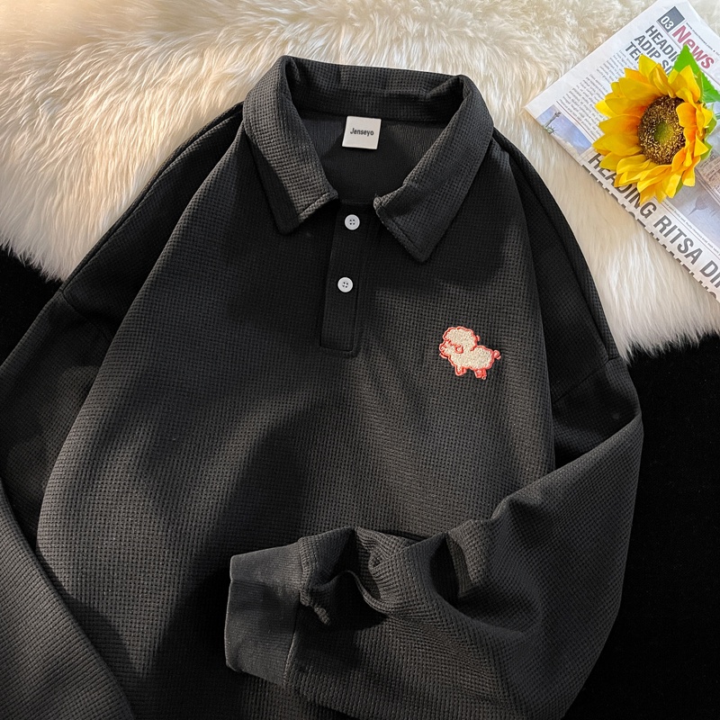 Áo Sweater Có Cổ Polo Phong Cách Waffle Thời Trang Mới Cho Nam