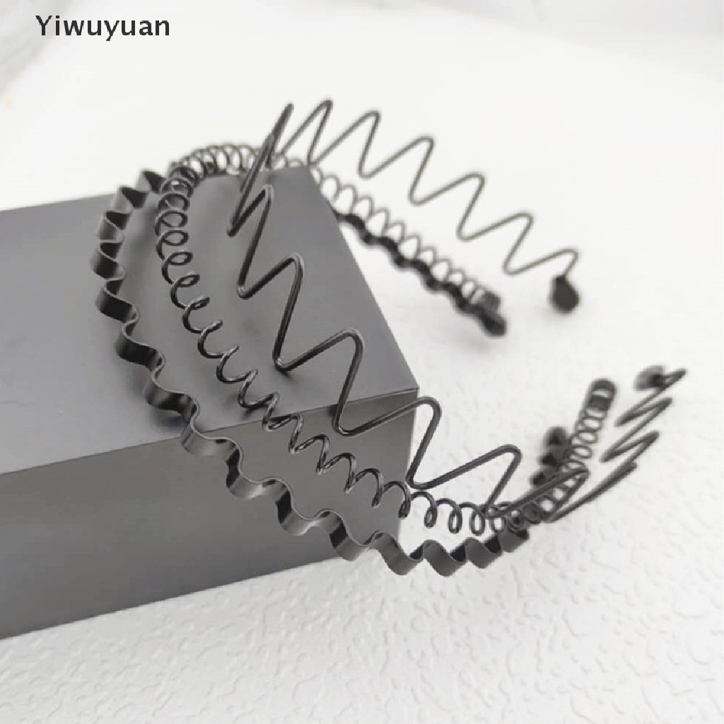 < Yiwuyuan > Băng Đô Cài Tóc Unisex Gợn Sóng Đàn Hồi Màu Đen Đơn Giản Không Trượt Cho Nam Và Nữ Giảm Giá