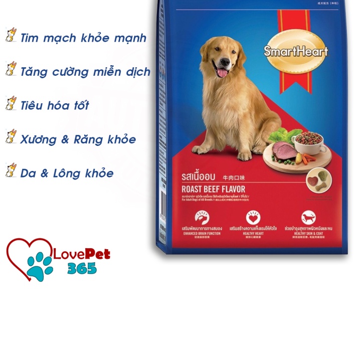 SMARTHEART ADULT Bao lớn 20kg (2 loại bao) - Thức ăn chó - Hạt khô cho chó trưởng thành - Love Pet 365