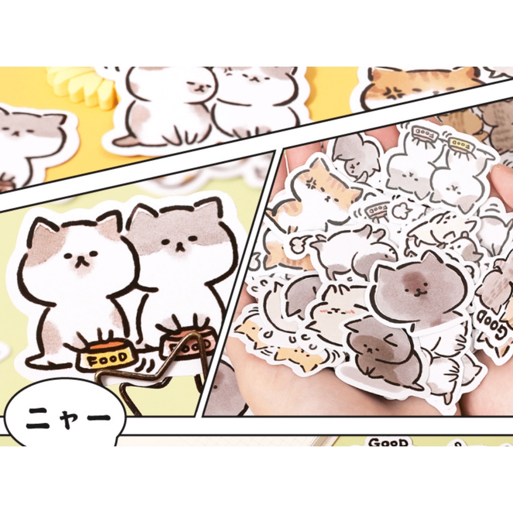 STI93 Bộ 45 miếng dán sticker dễ thương - Naughty meow