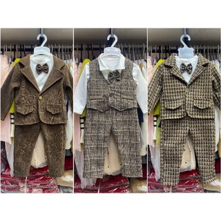 Set vest kẻ caro bé trai 1-5y