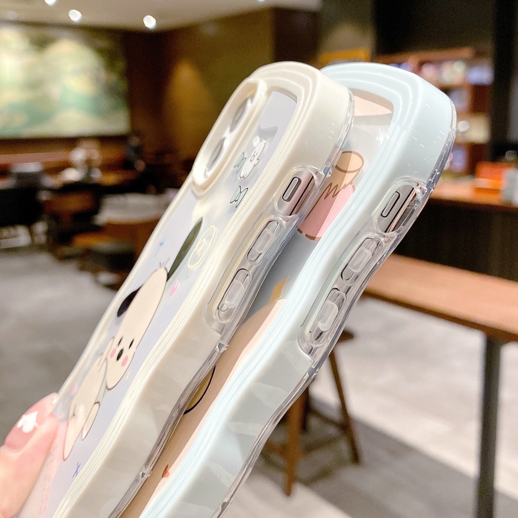 Ốp Điện Thoại Silicon Mềm Viền Lượn Sóng Hình Gấu / Cún Cho iphone 15 14 7 6s 8 plus xr 11 12 13 pro xs max silicone