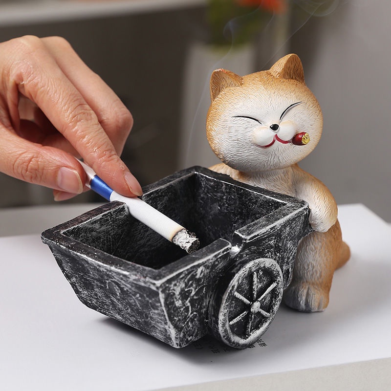 Gạt Tàn Thuốc Cao Cấp Hình Chó Mèo Dễ Thương Hiện Đại