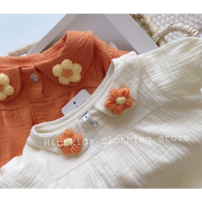 Body đính hoa xinh xắn cho bé gái chất vải xô muslin cực kỳ mềm mại thoáng mát