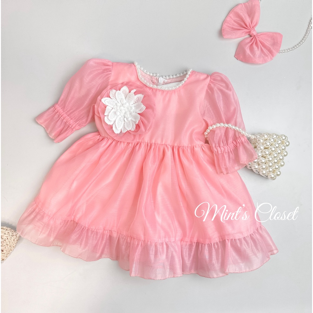 Set váy công chúa bé gái hồng phấn hoa ngực MINTSCLOSET Mint's Closet váy voan bé gái sơ sinh 1 2 3 4 5 tuổi - GS1143