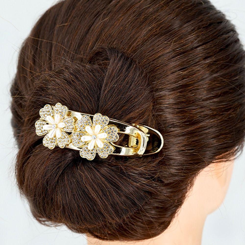 Kẹp Tóc Móng Vuốt Đính Hoa Nhiều Màu Sắc Đơn Giản Cho Nữ|Kẹp Mỏ Vịt Ba Răng Cho Mẹ