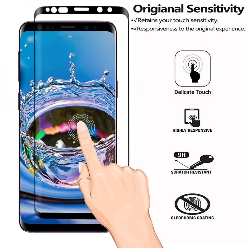 Kính Cường Lực Cong 20D Bảo Vệ Toàn Màn Hình Cho Samsung Galaxy S8 S9 S10 Plus Note 9 8 Samsung S7 Edge