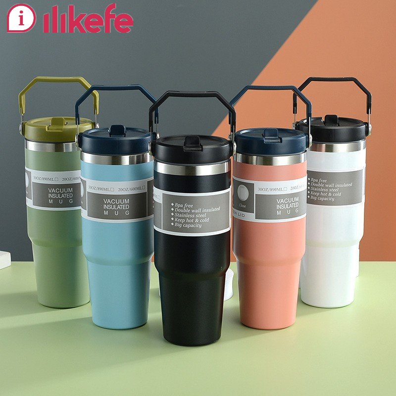 ILIKEFE Bình giữ nhiệt TYESO thể tích 900ML, có ống hút, quai xách (4 màu)