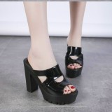 Dép cao gót quai khoét Gót cao 10p