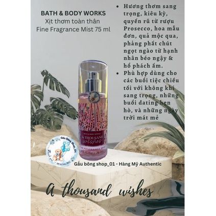 [Auth] Xịt Thơm Bath And Body Works 75ml