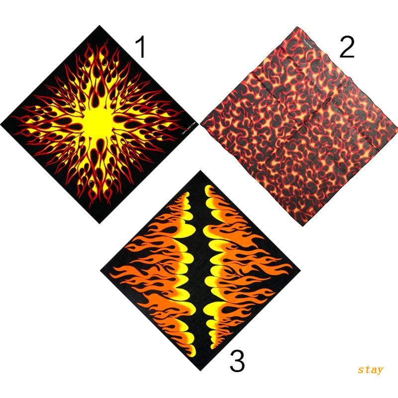 Khăn Choàng Cổ Hình Vuông In Họa Tiết Ngọn Lửa Phong Cách Cao Bồi Cho Nam