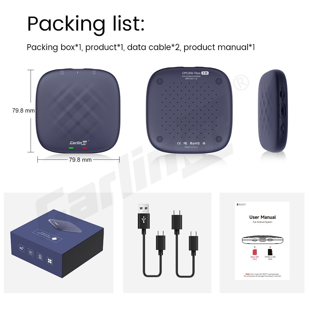CARLINKIT Android AI Box TBOX PLUS – Biến Màn Hình Zin Theo Xe Thành Màn Hình Android, Ram 4GB Rom 64GB