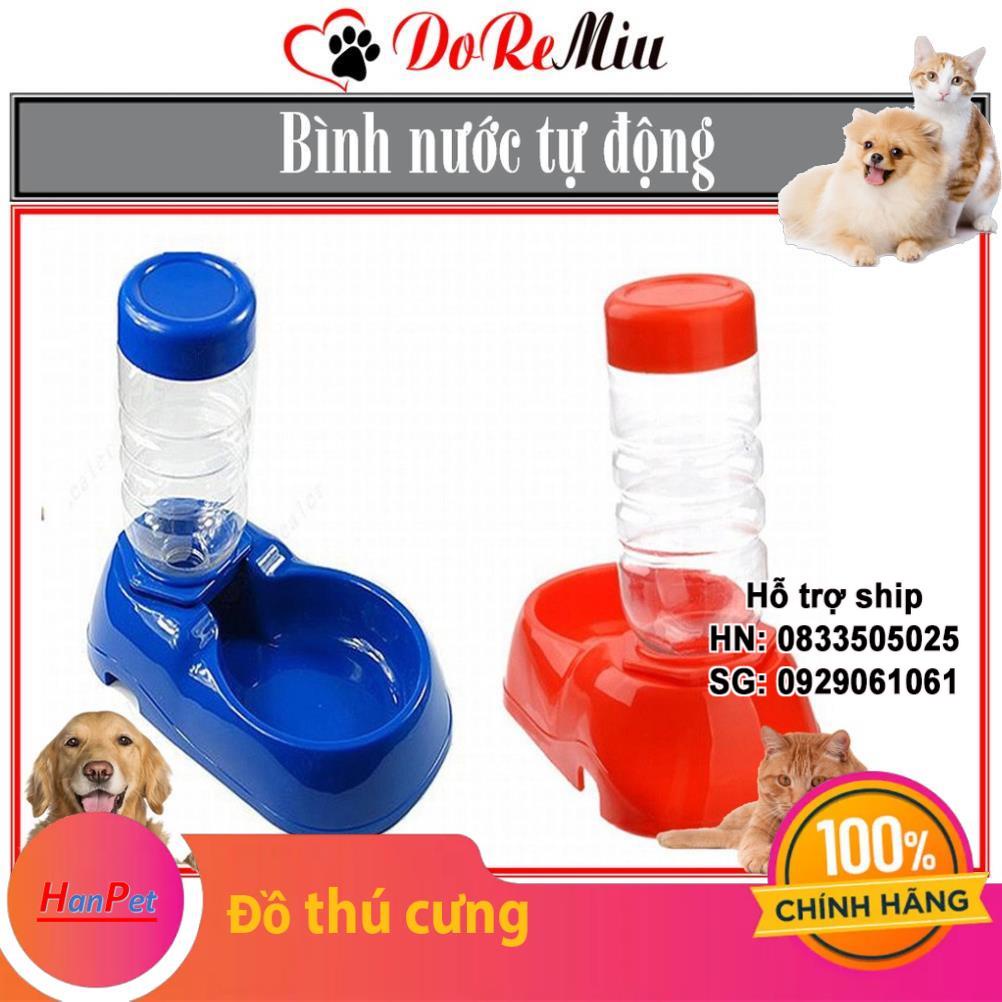 Bình nước tự động cho chó mèo thú cưng dạng khay uống đơn đặt nền kèm bình phù hợp chó mèo dưới 5kg