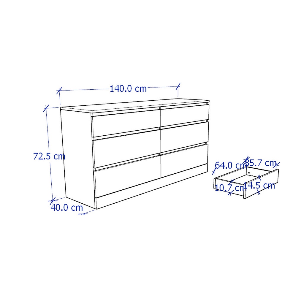 MOLTENI, Tủ đựng đồ 3 tầng 6 ngăn size nhỏ DRA_084, 140x40x72cm, tủ gỗ Scandi Home