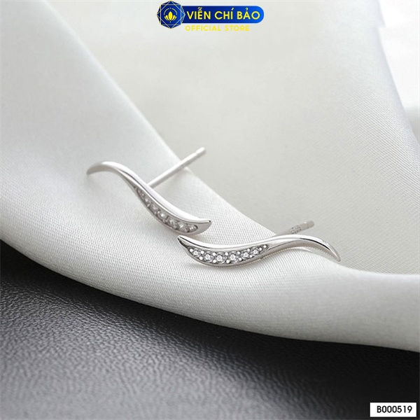 Bông tai sóng uốn chất liệu bạc Thái 925 thời trang phụ kiện trang sức nữ Viễn Chí Bảo B000519