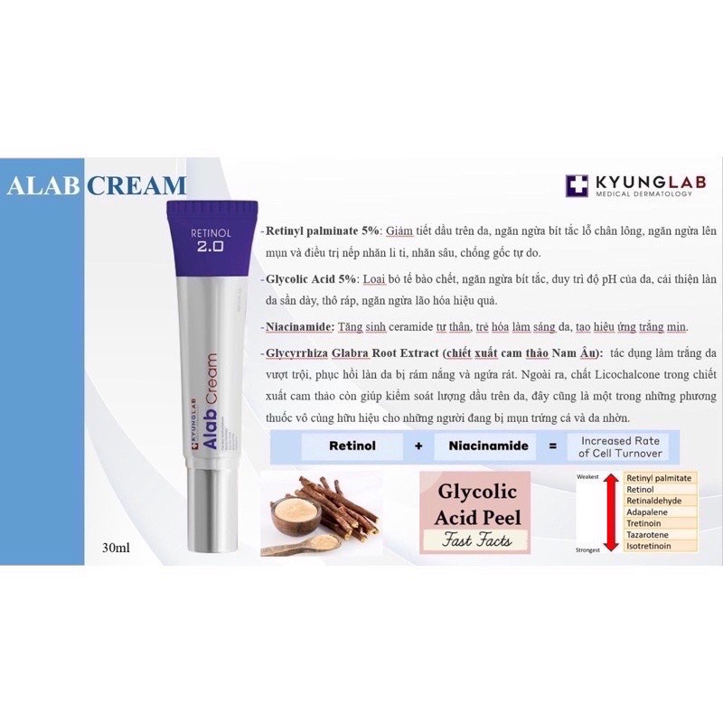 Kem Retinol KyungLab Alab Cream 30ml, Trẻ Hóa, Dưỡng Trắng Da, Phục Hồi Làn Da Rám Nắng - Gazumi Beauty