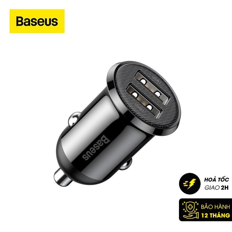 Tẩu sạc 2 cổng USB dùng trên xe hơi Baseus Grain Pro Car Charger (5V/ 4.8A, Dual USB Port Auto Quick charger)