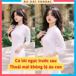 Áo Dài Trắng Học Sinh Đi Học May Sẵn Lụa Nhật Đẹp Cổ cao Cho Nữ Sinh | mã B5