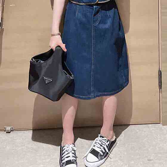 Set Áo Thun Ngắn Tay Và Chân Váy Denim Thời Trang Hè 2022 Mới Cho Bé Gái