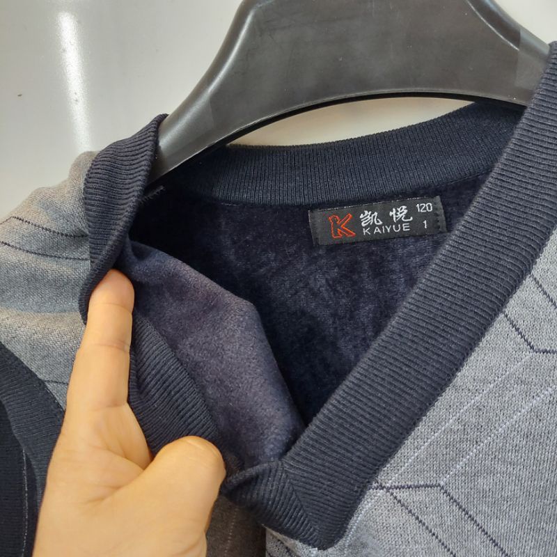 Áo len gile nam trung niên lót lông tặng ông tặng bố siêu ấm