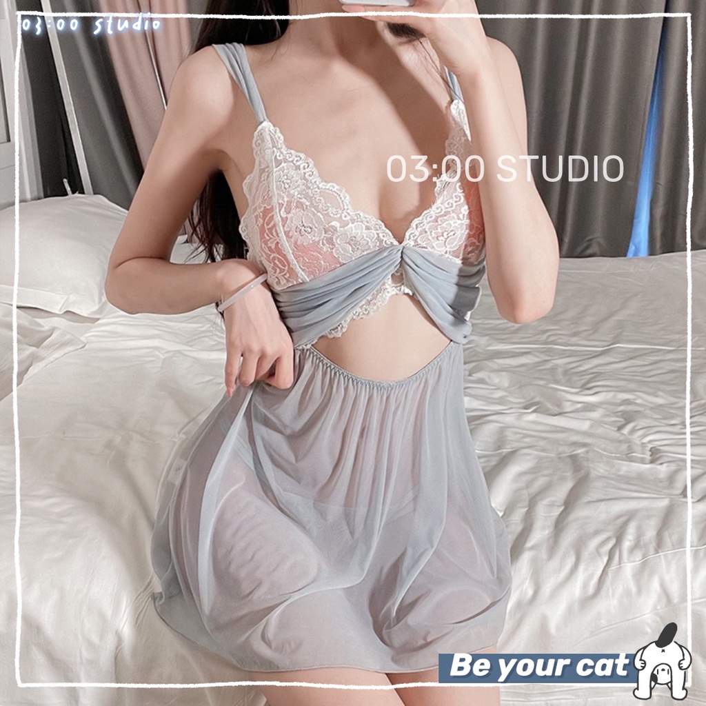 （Giao hàng bảo mật）🍔Đồ/đầm ngủ sexy🍔2 dây ren cao cấp dễ thương mặc nhà gợi cảm quyến rũ + quần lót 40-60kg--037 | BigBuy360 - bigbuy360.vn