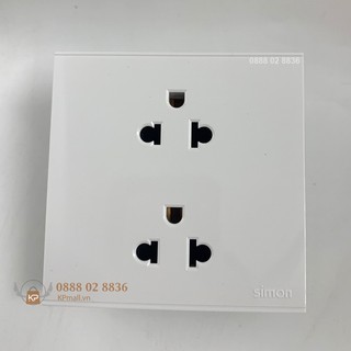 Ổ cắm đôi 3 chấu kiểu âu mỹ lắp đế vuông chuẩn simon e6 721287