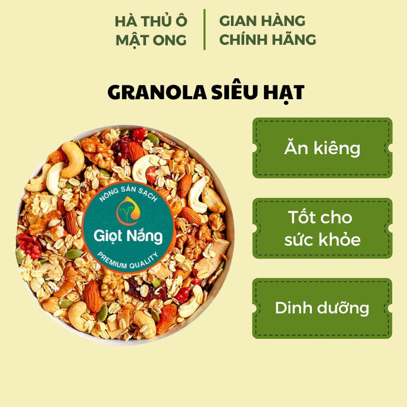Granola siêu hạt ăn kiêng ngũ cốc giảm cân dinh dưỡng eat clean không đường thêm hạt Macca từ Nông Sản Sạch Giọt Nắng LI