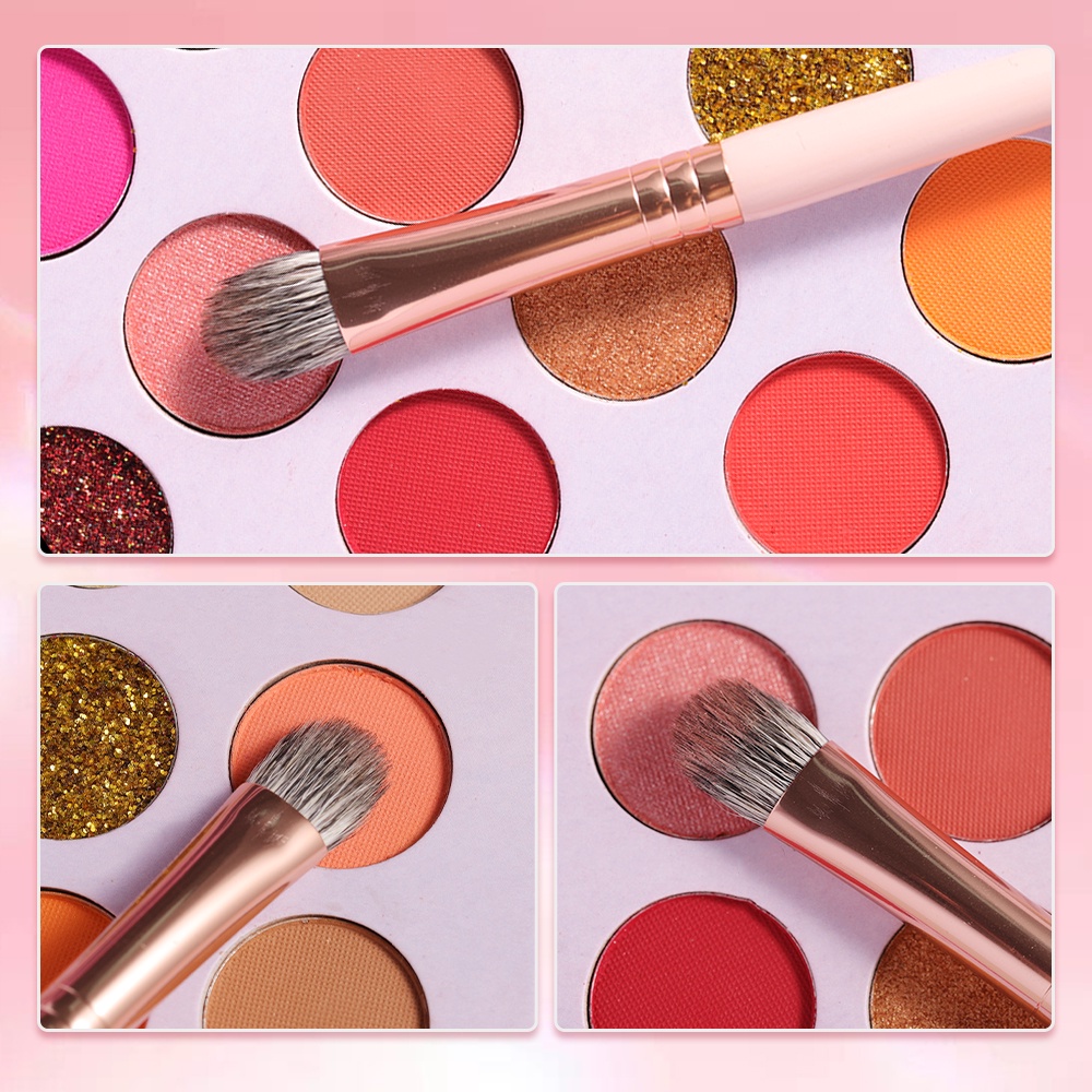 Set 9 Cọ Trang Điểm Mắt &amp; Lông Mày Màu Hồng