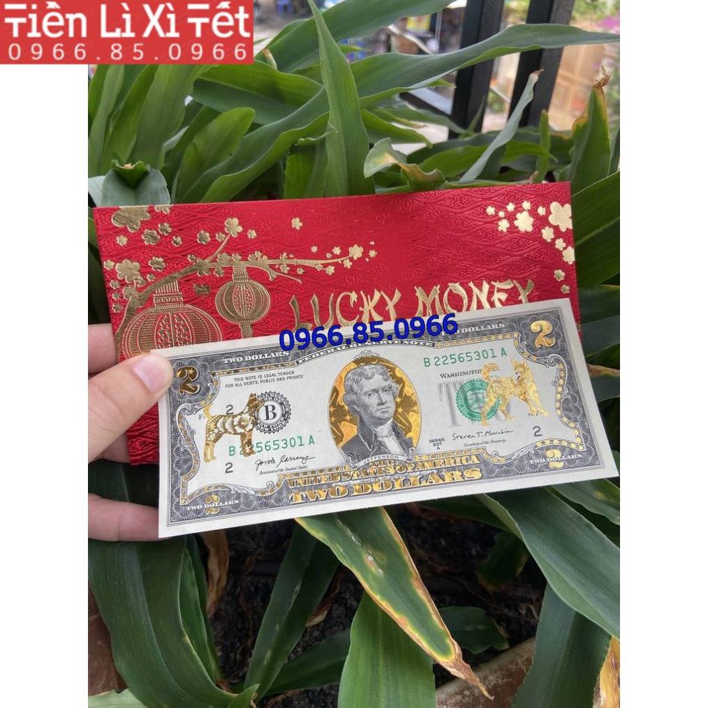Tờ 2 Đô 2 USD Hình 12 Con Giáp Mạ Vàng 3D Kỷ Niệm Làm Quà Tặng, Sưu Tầm, Trang Trí để bóp ví, ốp điện thoại