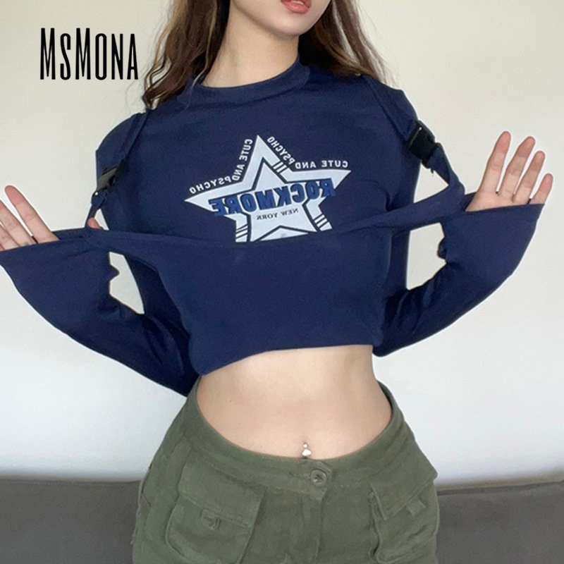 Áo Thun Tay Dài Cổ Tròn In Họa Tiết Màu Tương Phản Thời Trang 2023 Cho Nữ