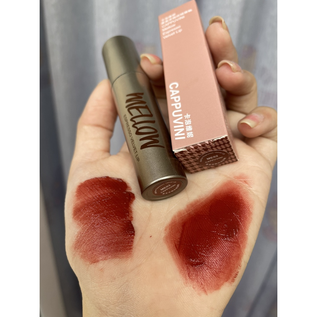 Son kem Cafe CAPPUVINI mềm mịn căng mọng môi Mellow Espresso Velvet Lip Tint Coffee CAPU52 cao cấp