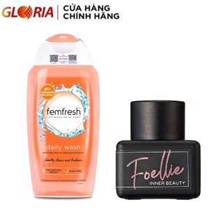 Combo Dung Dịch Vệ Sinh Femfresh Cam 250ml và Nước Hoa Vùng Kín Foellie