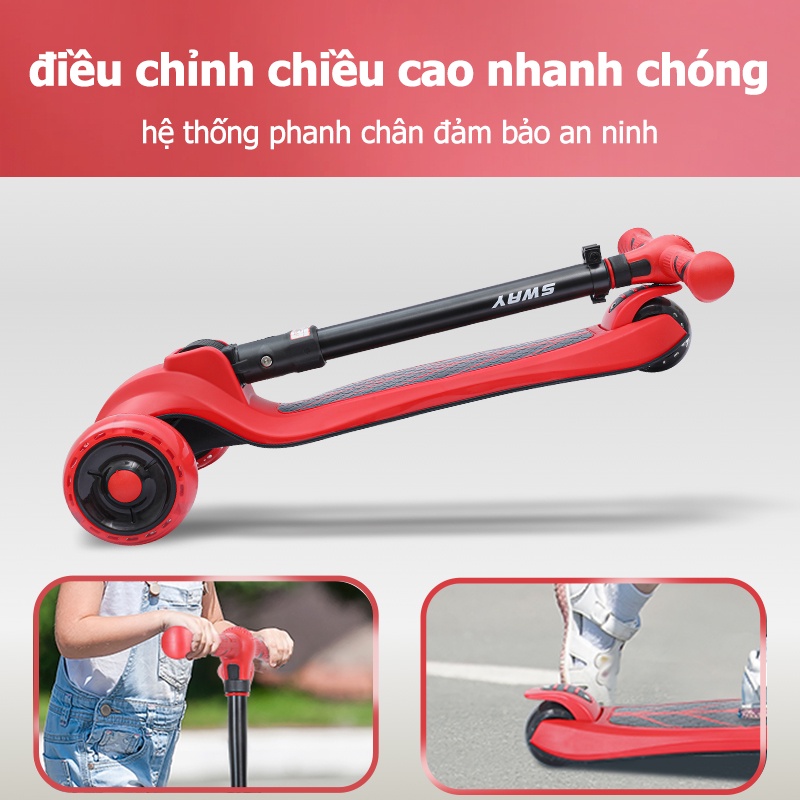 Xe Scooter 3 Bánh Có Đèn Flash Có Thể Điều Chỉnh Dành Cho Bé 3-10 Tuổi